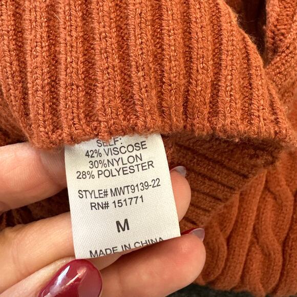 Altar'd State Women's Cropped Brown Cable Knit Long Sleeve Sweater, Size M, EUC - Picture 4 of 5